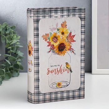 Сейф-книга дерево кожзам "Подсолнухи в банке" 21х13х5 см