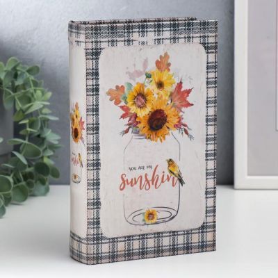 Сейф-книга дерево кожзам "Подсолнухи в банке" 21х13х5 см