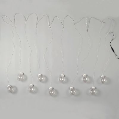 Гирлянда «Бахрома» 2.5 × 0.7 м роса с насадками «Шарики», IP20, серебристая нить, 150 LED, свечение мульти, 12 В