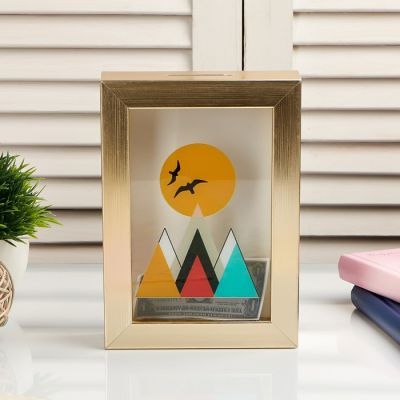 Копилка интерьерная пластик "Полет на закате в горах"МИКС 17х12х3,8 см