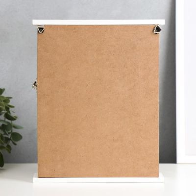 Ключница дерево "Цветы в горшке" голубая 25,5х20х5,2 см