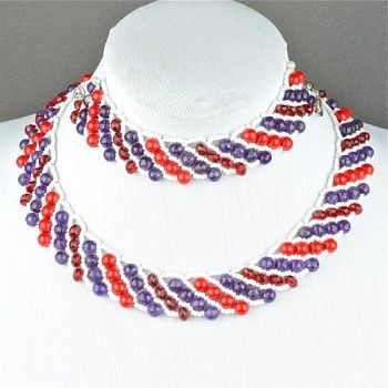 Комплект Аметист, прес.Коралл, хрусталь "Шарм" арт.КАП-981