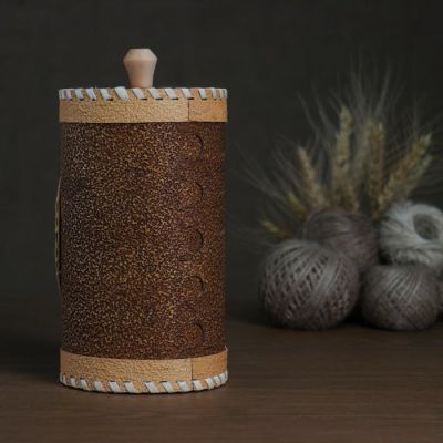 Туес "Шиповник" наждач.   d10 H19, береста