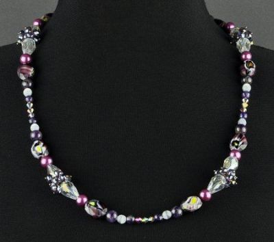 Бусы Аметист, хрусталь, муранское стекло "Королева Елизавета" арт.АНТ-343