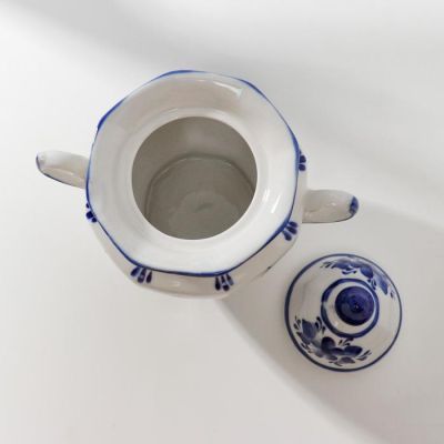 Сахарница "Гранёная", гжель, фарфор, 1с