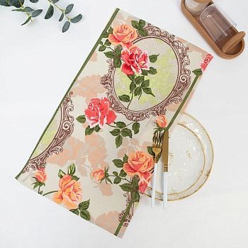 Полотенце вафельное "Винтажное зеркало" 35х60 см, песочный, 160 гр/м, хл,