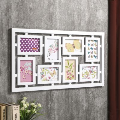 Фоторамка пластик на 8 фото 10х15 см "Связи" белая 39х71х2 см