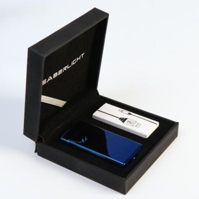 Зажигалка в коробке электронная, темно-синяя, 10х3х10 см