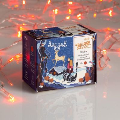 Гирлянда «Нить» 5 м, IP20, прозрачная нить, 50 LED, свечение красное, 8 режимов, 220 В