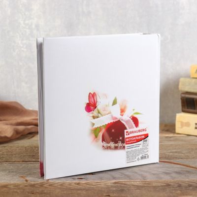 Фотоальбом BRAUBERG свадебный, на 200 фотографий 10х15 см