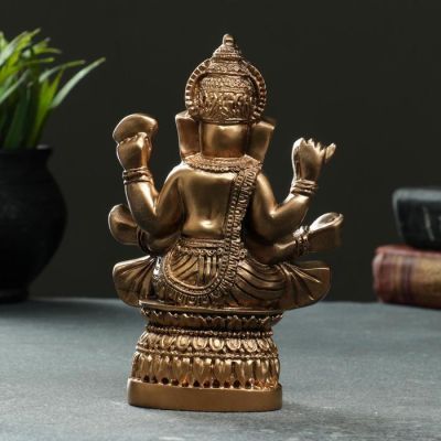 Фигура "Ганеша" 17х12см, бронза / мраморная крошка