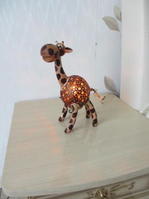 Светильник из кокосового дерева "Жираф" (малый, h-25 см)