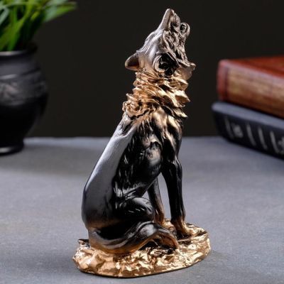 Фигура "Волк" 17х10см, бронза / мраморная крошка