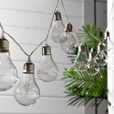 Гирлянда Uniel «Нить» 4 м с насадками «Лампочки», IP44, прозрачная нить, 10 лампочек, свечение мульти, 1 режим, солнечная батарея