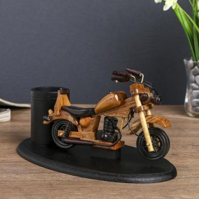 Сувенир дерево подставка под ручки "Мотоцикл" 11,5х26,3х13,7 см
