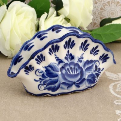 Салфетница «Ракушка с бабочкой», 16×4×8,5 см, гжель