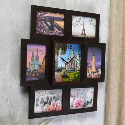 Часы-фоторамка "Храм" на 6 фото 10х15 см