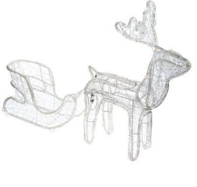 Фигура акрил. "Олень с санями" (Олень: 57х35х68 см, Сани: 53х23х31 см.)