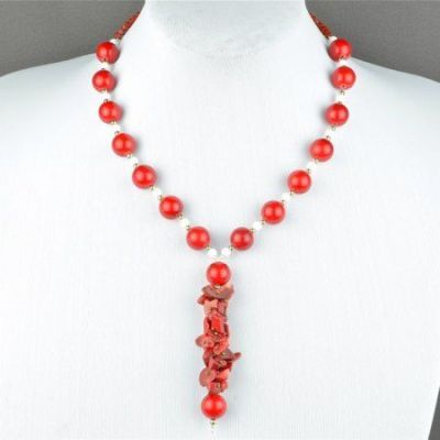 Бусы Коралл, кахолонг "Ханна" арт.ВАН-1056