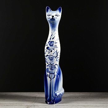 Копилка "Кот Джек", покрытие глазурь, бело-синяя, 42,5 см