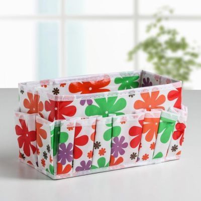Бокс для мелочей «Цветочки», 15 карманов, 23,5×12×13 см