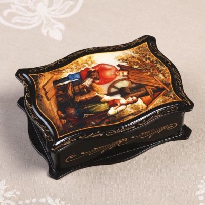 Шкатулка «Деревня», 12,5×16,5 см, лаковая миниатюра, микс