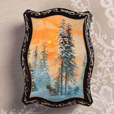 Шкатулка «Пейзаж», 12,5×16,5 см, лаковая миниатюра, микс