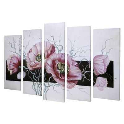 Картина модульная на подрамнике "Розовые маки" 125х80 см (2-25х63, 2-25х70, 1-25х80)