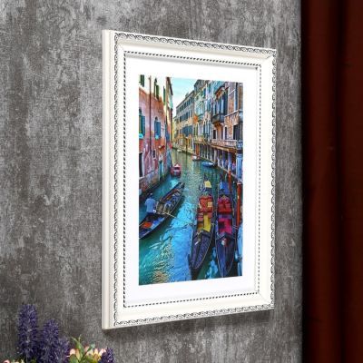 Фоторамка пластик 21х30 см (881S) белый с серебром