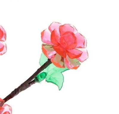 Светодиодная ваза с цветами (60 × 12 см. розовый)