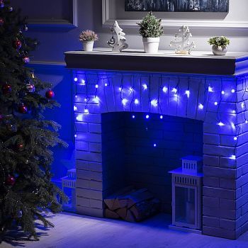 Гирлянда «Бахрома» 3 × 0.5 м, IP20, тёмная нить, 80 LED, свечение синее, 8 режимов, 220 В