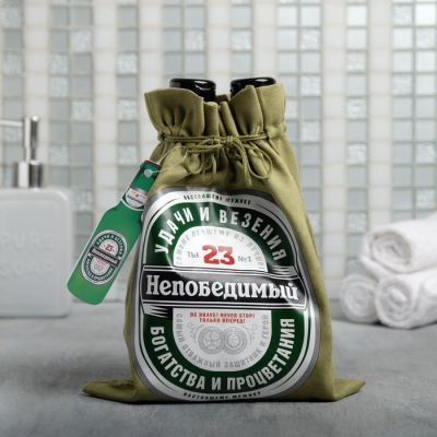 Набор "Непобедимый" гель для душа и шампунь пиво 250 мл аромат мужского парфюма, мыло