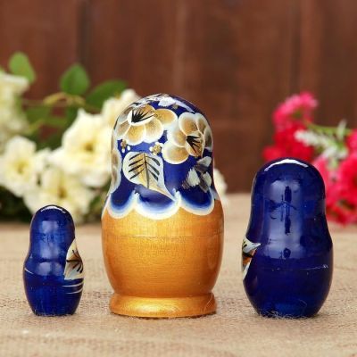 Матрёшка «Марина», синее платье, 3 кукольная. 10 см