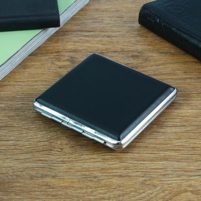 Портсигар гладкий, чёрный, 10х9 см