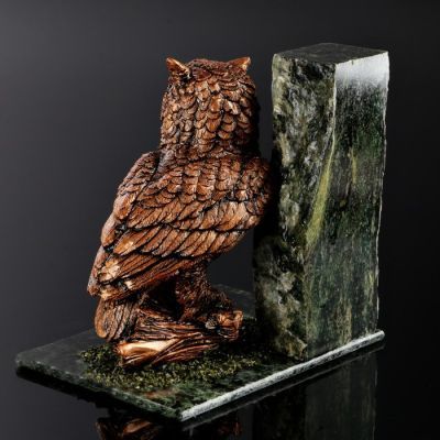 Сувенир "Филин", 10х15х10 см, змеевик, гипс