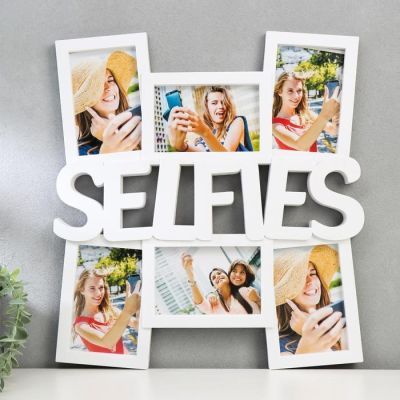 Фоторамка пластик на 6 фото 10х15 см "Селфи" белая 44х40,5 см