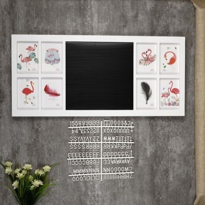 Фоторамка пластик на 8 фото 10х15 см+доска для записок 29х29 см+буквы "Стиль" белая 35х74см