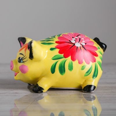 Копилка "Свинка", глянец, разноцветный, 8 см, микс