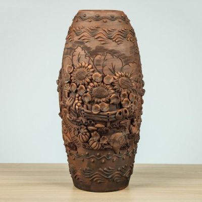 Ваза настольная "Деревня", лепка, 37 см, микс