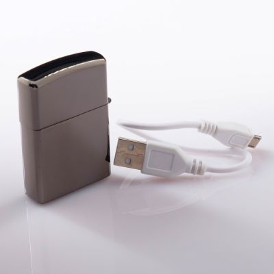 Зажигалка электронная, дуговая, USB, хром, 5.6х3.8.1.3 см .