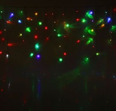 Гирлянда уличная УМС "Бахрома" (Ш:3 м, В:0,6 м, нить белая, оттенки всех цветов радуги)