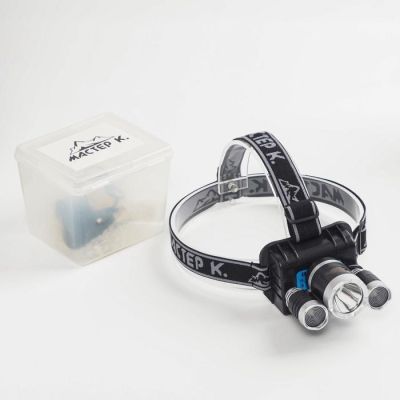 Фонарь налобный аккумуляторный "Мастер К", 10 Вт, 1200 мАч, 600 лм,8х9х6 см, микс