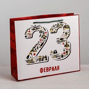 Пакет ламинированный горизонтальный «23 февраля», MS 23 × 18 × 10 см