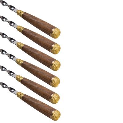 Шампуры 6 шт. «Колпачок» с рукоятью из ореха и латуни