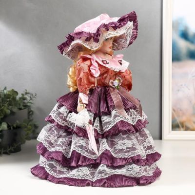 Кукла коллекционная керамика "Леди Оливия в платье цвета пыльная роза" 40 см