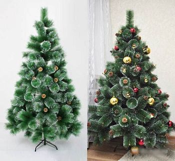 Искусственная елка с шишечками и инеем на ветвях (h = 300 см)