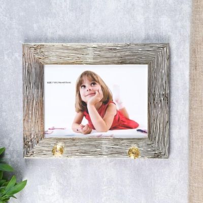 Фоторамка пластик с крючками 13х18 см "Зебра" золото на белом 18х23х3,5 см