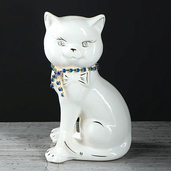 Копилка "Котёнок Кукла", покрытие глазурь, белая, 16 см