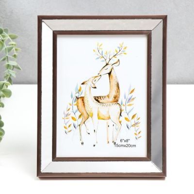 Фоторамка пластик 15х20 см "Зеркало с серебряной обводкой" 25х20,4 см