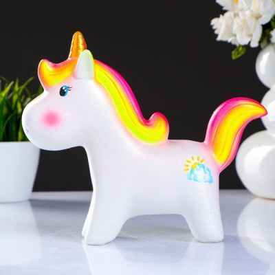 Копилка "Единорог" радужный 21х19 см МИКС